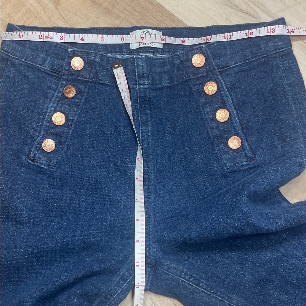 J Crew Billie Demi Boot Crop Jeans 27 High Rise Sailor Button Dark Wash - Picture 5 of 9